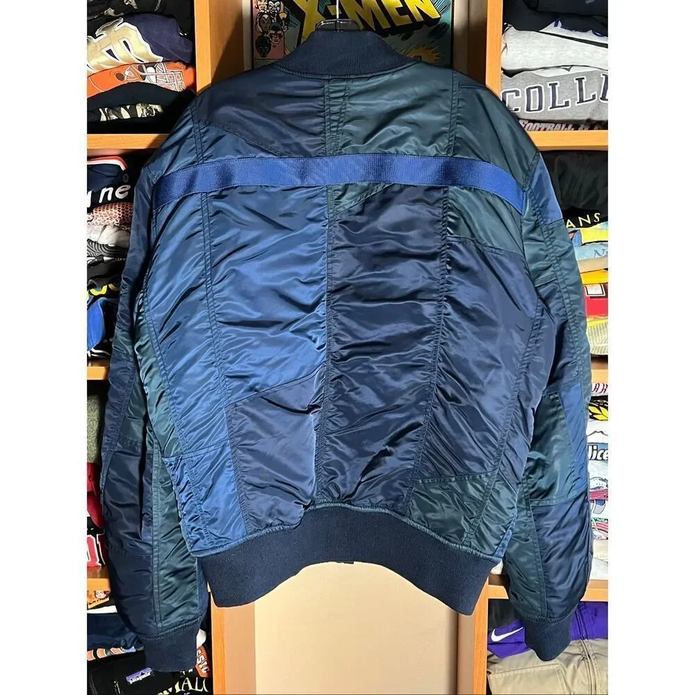 Schott NYC MA-1 Flight Patch Work Blue Bomber Jacket
